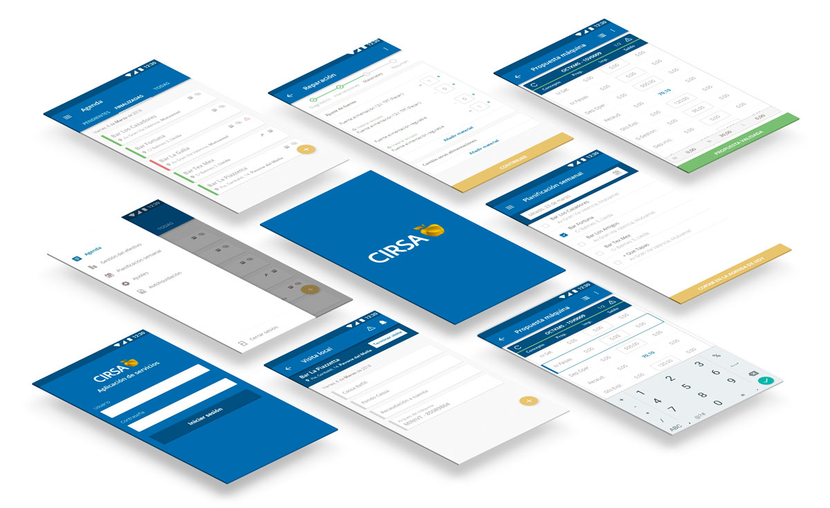 Three wire-flows of different tasks on Cirsa's mobile app