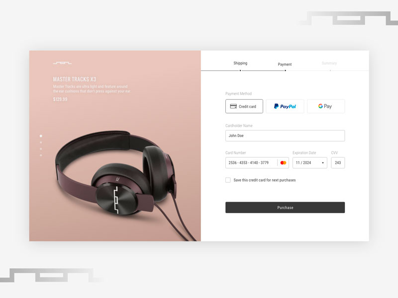 Sacoor website mockup showing main page