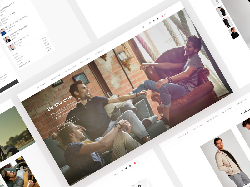 Sacoor website mockup showing main page